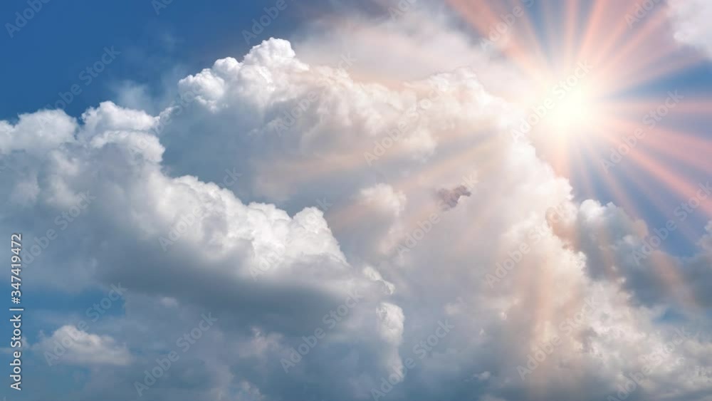 Timelapse of cumulus clouds and divine sun Timelapse of cumulus clouds and divine sun