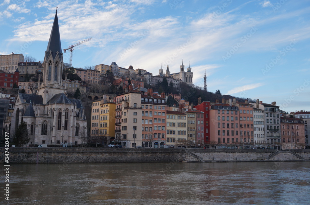Vue de Lyon, Fourviere et les quais de Saône