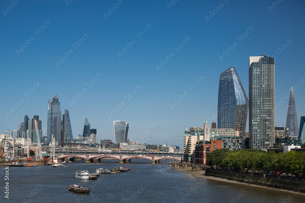 Blackfriars Bridge, London Skyscrapers Skyline and River Thames, London