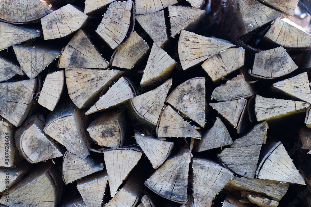 A pile of firewood for heating in winter in rural areas A pile of firewood for heating in winter in rural areas
