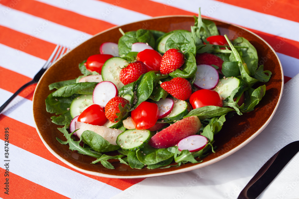 Fresh salad with tomatoes and cucumber Fresh salad with tomatoes and cucumber