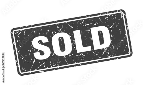 sold stamp. sold vintage gray label. Sign