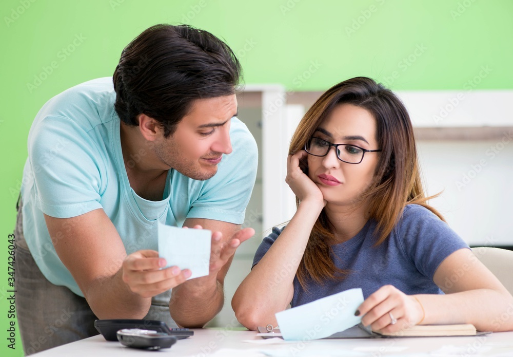 Young family struggling with personal finance