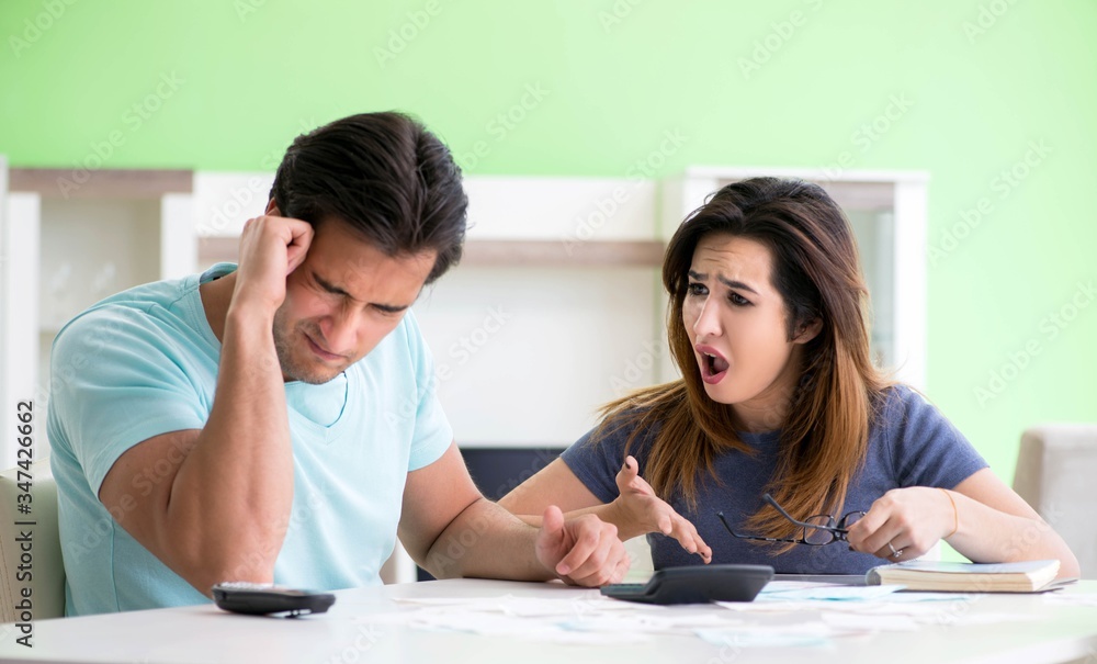Young family struggling with personal finance Young family struggling with personal finance