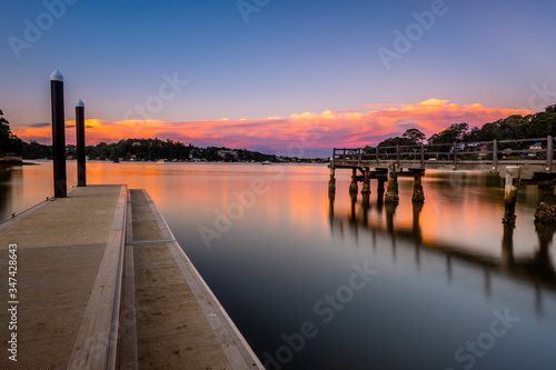 Amazing sky view from Como Wharf after sunset along Georges River  NSW  Australia