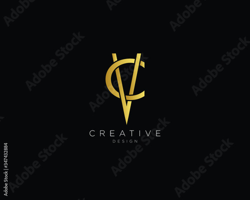 Alphabet letter CV VC Logo Design Icon
