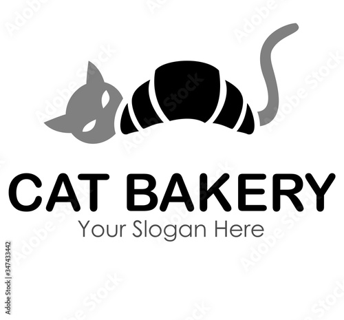 cat bakery logo design concept isolated on white background