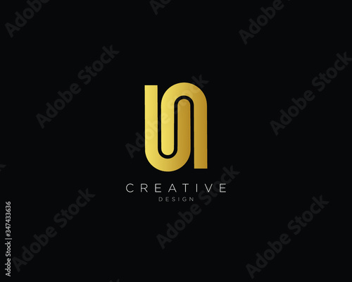 Alphabet letter UN NU Logo Design Icon
