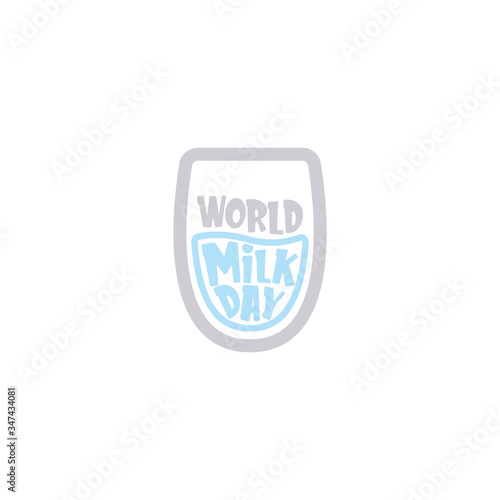 vector wold milk day outline style icon or label isolated on white background. Milk day greeting poster design template. Milk day logo with milk glass