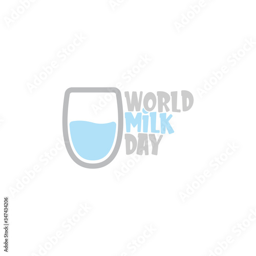 vector wold milk day outline style icon or label isolated on white background. Milk day greeting poster design template. Milk day logo with milk glass