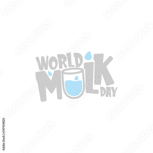 vector wold milk day outline style icon or label isolated on white background. Milk day greeting poster design template. Milk day logo with milk glass