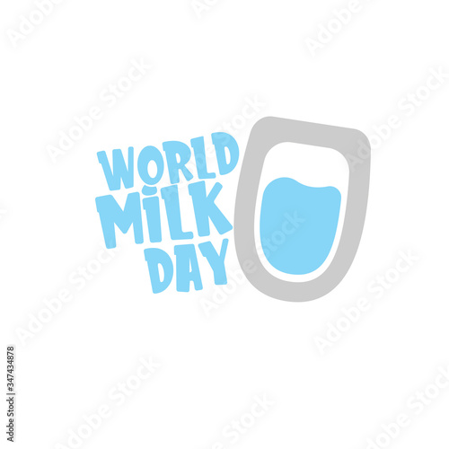 vector wold milk day outline style icon or label isolated on white background. Milk day greeting poster design template. Milk day logo with milk glass