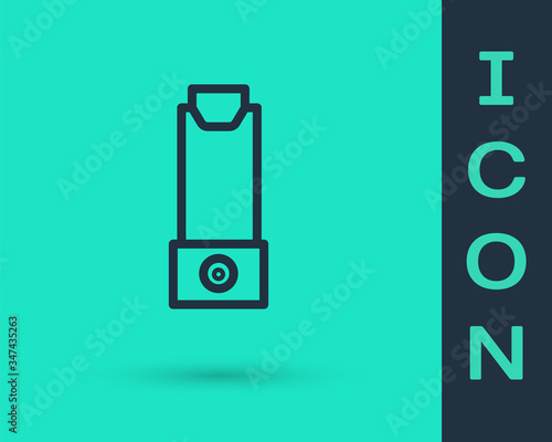 Black line Inhaler icon isolated on green background. Breather for cough relief, inhalation, allergic patient. Vector Illustration