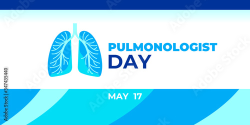 Pulmonologist's day. Vector horizontal banner, poster for social media, social networks. Image of the lungs and text of the pulmonologist's Day. Professional holiday.