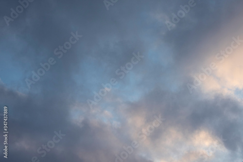 A beautiful sunset sky. Background and texture of thick clouds