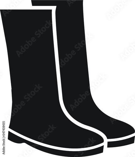 Rain long rubber boots vector icon isolated on white background