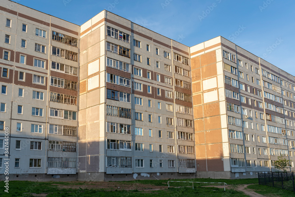 Nine-storey six-porch panel residential building in Russia