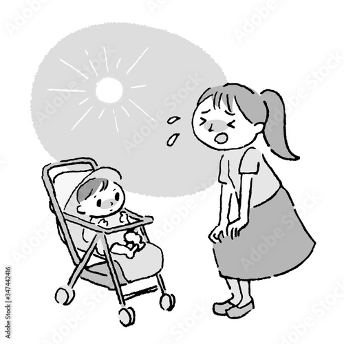 mom and baby in summer