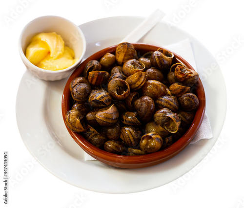 Boiled grape snails in bowl