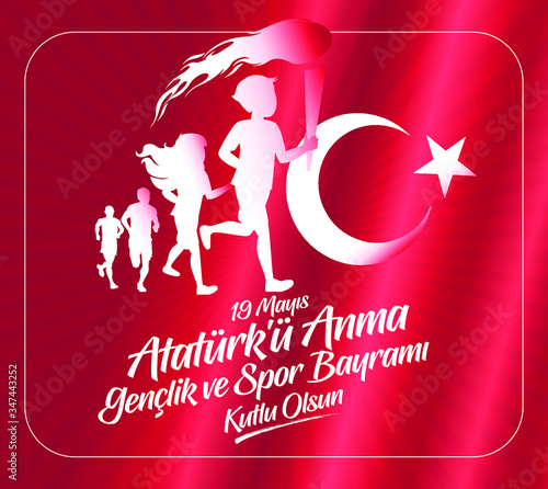 Milli Mucadelenin 101. Yılı, 19 mayıs Ataturk'u Anma, Gençlik ve Spor Bayramı, translation: 19 may Commemoration of Ataturk, Youth and Sports Day, 101th Year National Mucadelen.