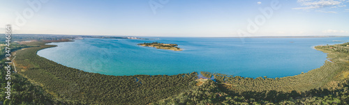 Wide aerial panorama of Western Port Bay and coastal wetlands from Crib Point, Victoria, Australia © Greg Brave