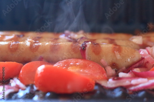 bratwurst on the grill, barbeque