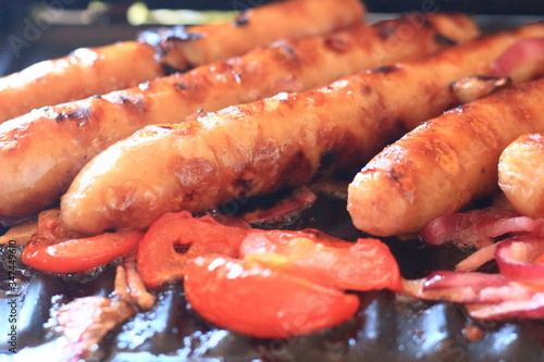 bratwurst on the grill, barbeque