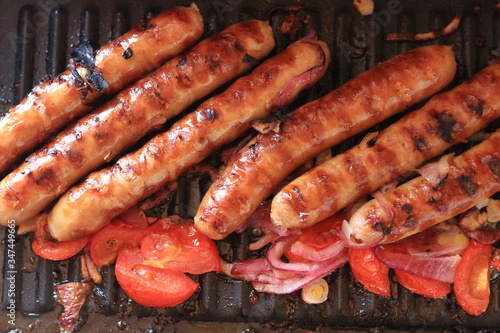 bratwurst on the grill, barbeque