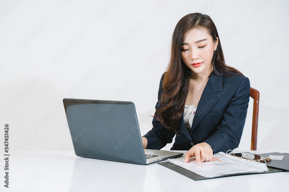 young asian woman finding job at office home.Beautiful young woman using a laptop computer. Portrait of asian young asian woman finding job at office home.Beautiful young woman using a laptop computer. Portrait of asian