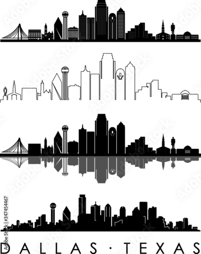 DALLAS City Texas Skyline Silhouette Cityscape Vector