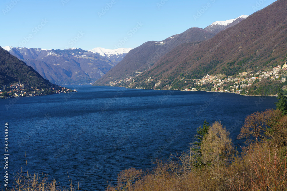 Winter landscape along the Como lake near Bellagio