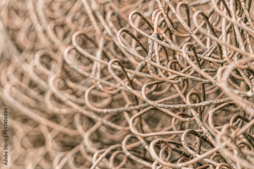 Rough old rusty steel wire. Industrial background