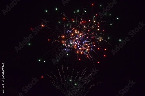 Colorful fireworks in the night sky, Ostfildern, Germany