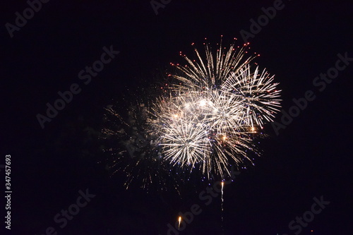 Colorful fireworks in the night sky  Ostfildern  Germany