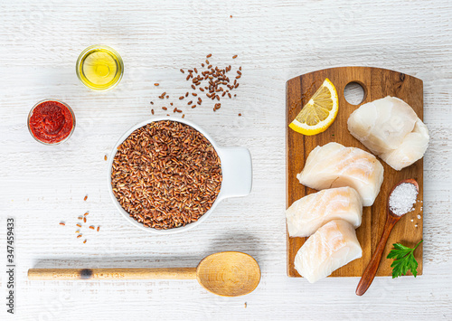 chopped cod on a wooden board