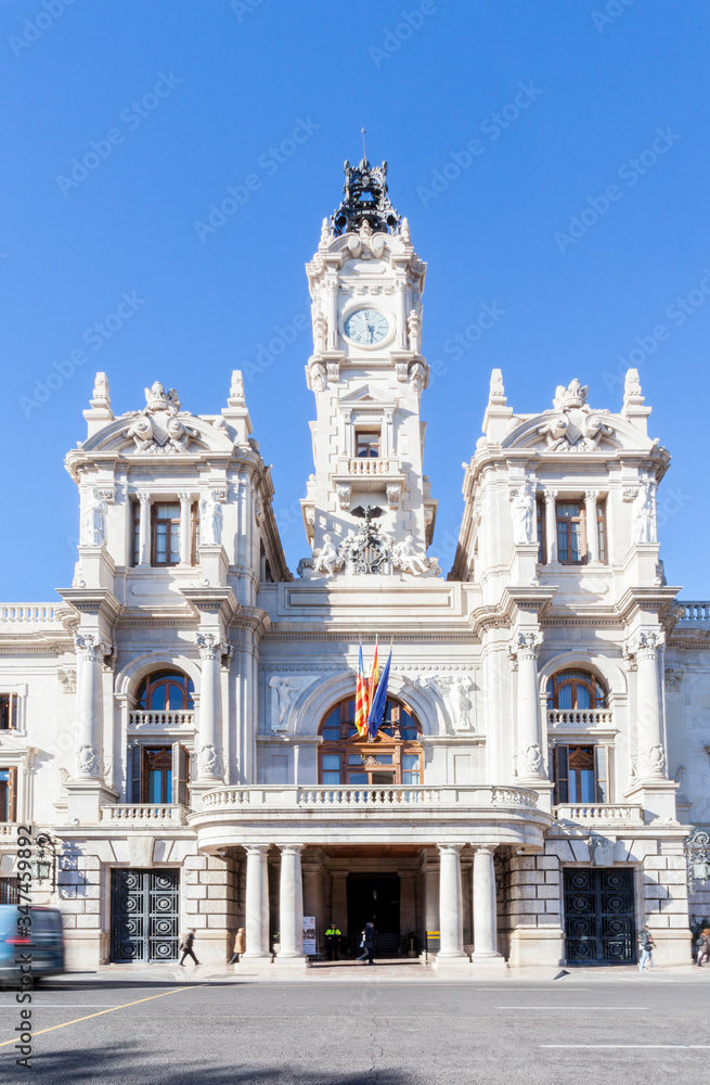 Valencia,Spain, 3,6,2018: Valencia city hall building