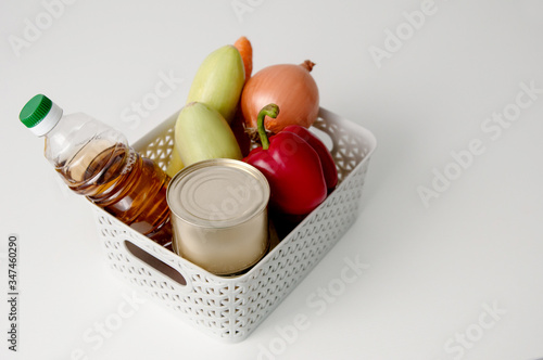Fototapeta Naklejka Na Ścianę i Meble -  set of products from vegetables in a basket on the table