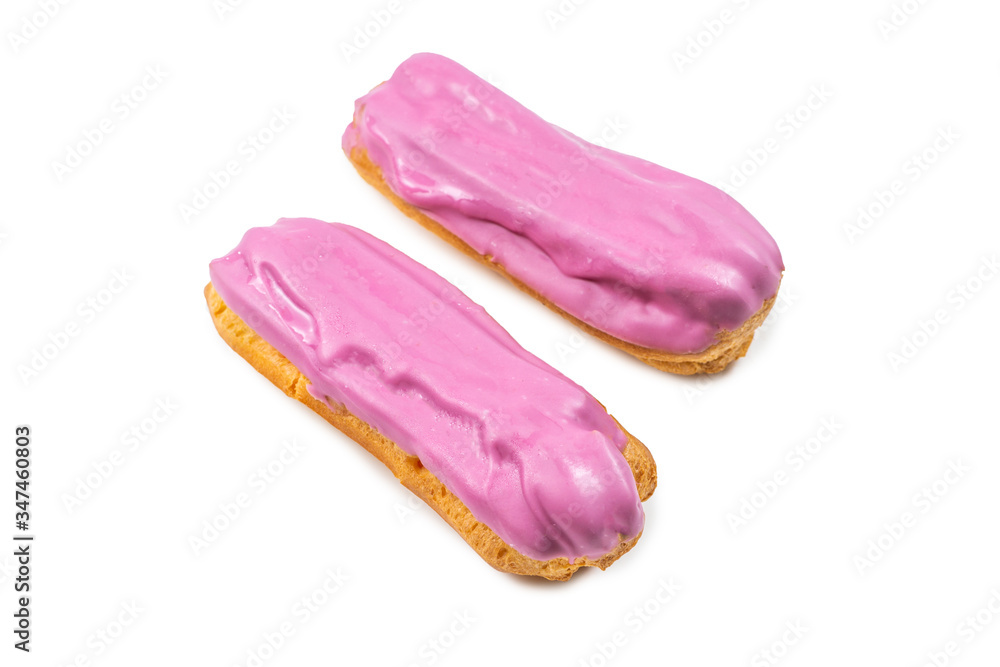 Fototapeta premium Fresh tasty eclairs isoalted on white background