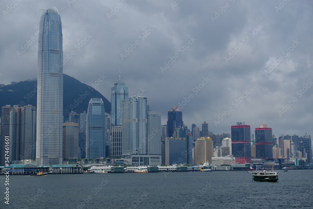 Fototapeta premium Hong Kong China - view to Hong Kong Island with Two International Finance Center