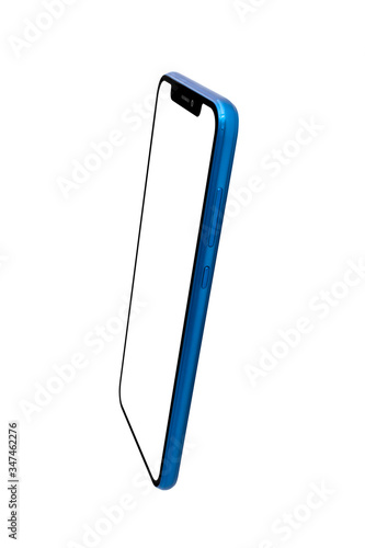 Blue Modern Isolated Smart Phone. Blank screen for mockup.