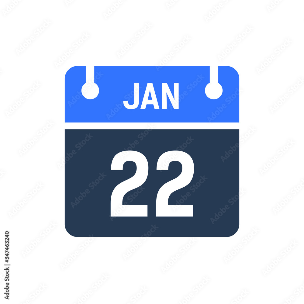 Calendar Date Icon - January 22 Vector Graphic Calendar Date Icon - January 22 Vector Graphic