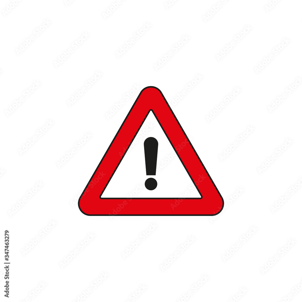 Red Exclamation Sign - Danger Triangle Road sign isolated on white background Red Exclamation Sign - Danger Triangle Road sign isolated on white background