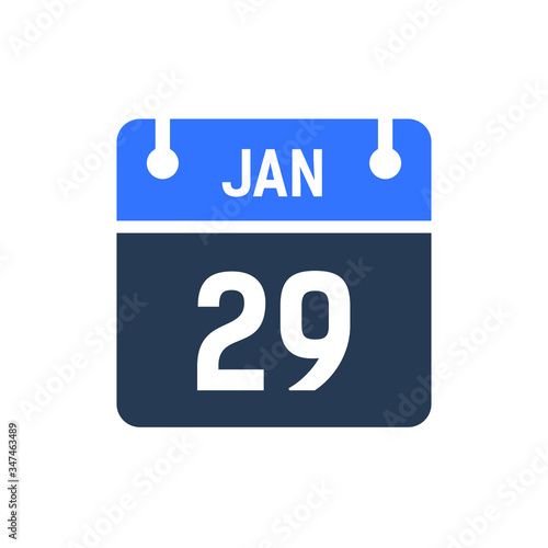 Calendar Date Icon - January 29 Vector Graphic photo