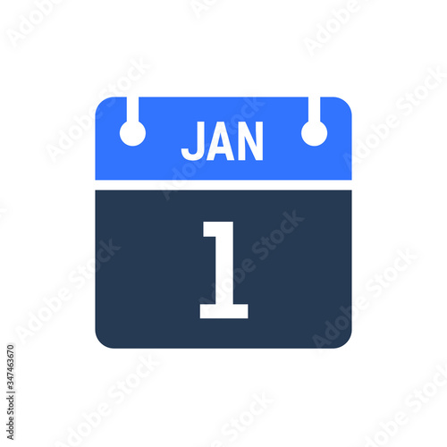 Calendar Date Icon - January 1 Vector Graphic