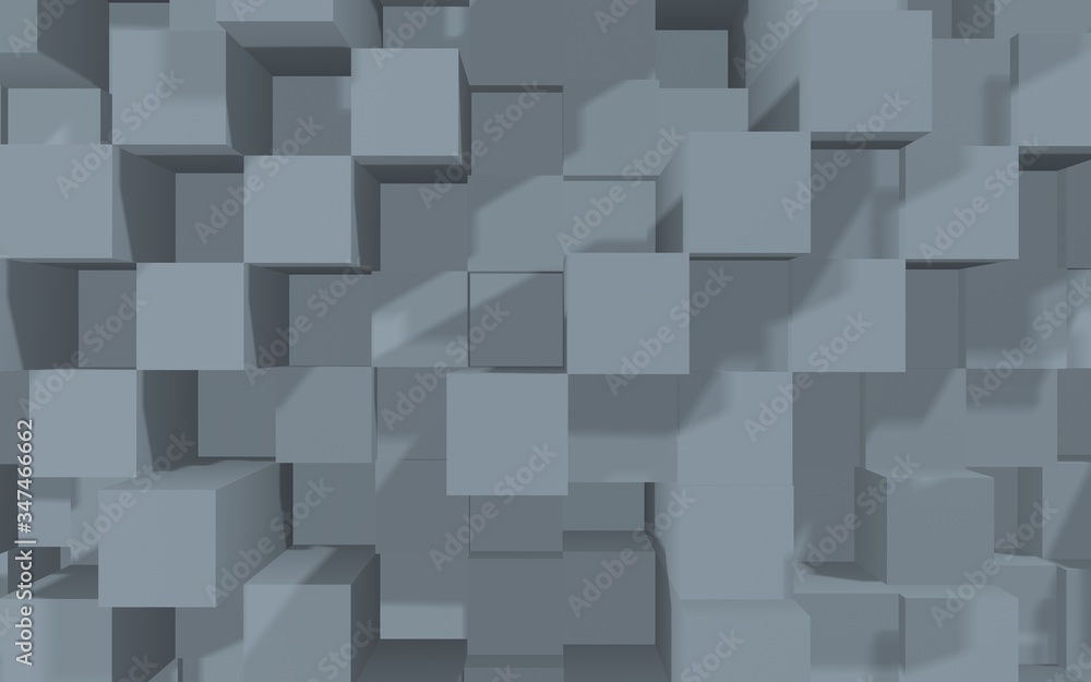 Abstract gray elegant cube geometric background. Chaotically advanced rectangular bars. 3D Rendering, 3D illustration Abstract gray elegant cube geometric background. Chaotically advanced rectangular bars. 3D Rendering, 3D illustration