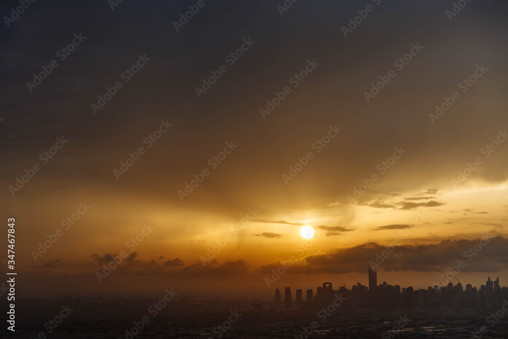 The beauty panorama of skyscrapers in Dubai Marina. UAE. Sunset over Dubai, aerial skyline. The beauty panorama of skyscrapers in Dubai Marina. UAE. Sunset over Dubai, aerial skyline.