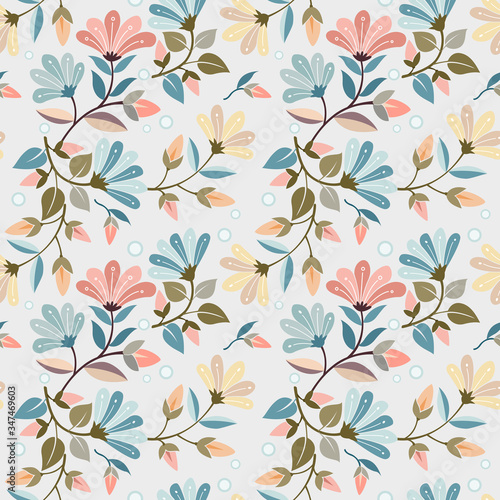 Colorful hand drawn flowers seamless pattern vector design. can use for fabric textile wallpaper.