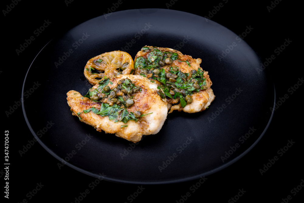 Greek lemon chicken with parsley and capers Greek lemon chicken with parsley and capers