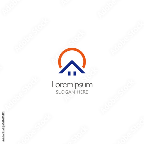 Vector home and sun logo design template on white Free Download Vector home and sun logo design template on white - GFXLoad