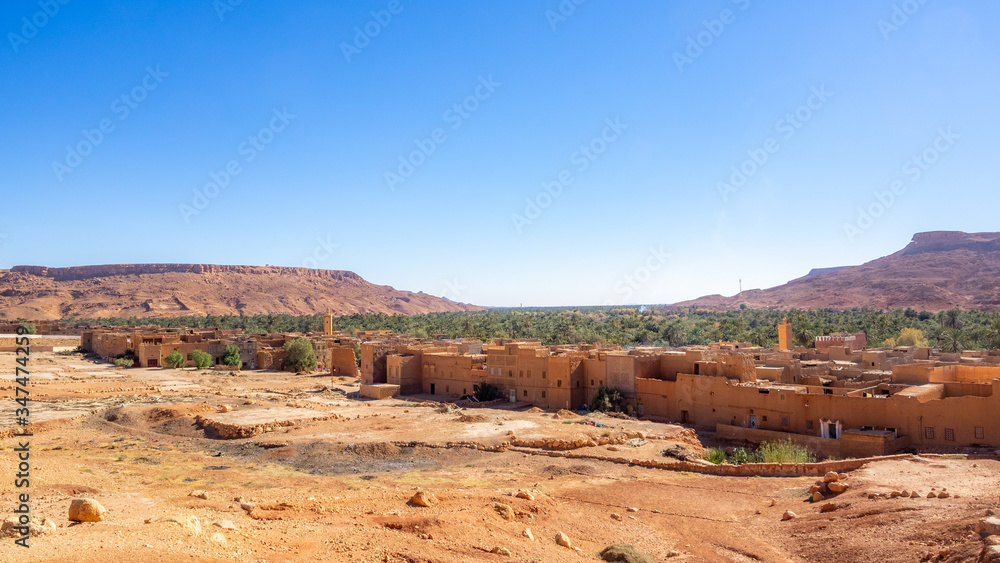 Oasis in a valley in the desert of Marocco